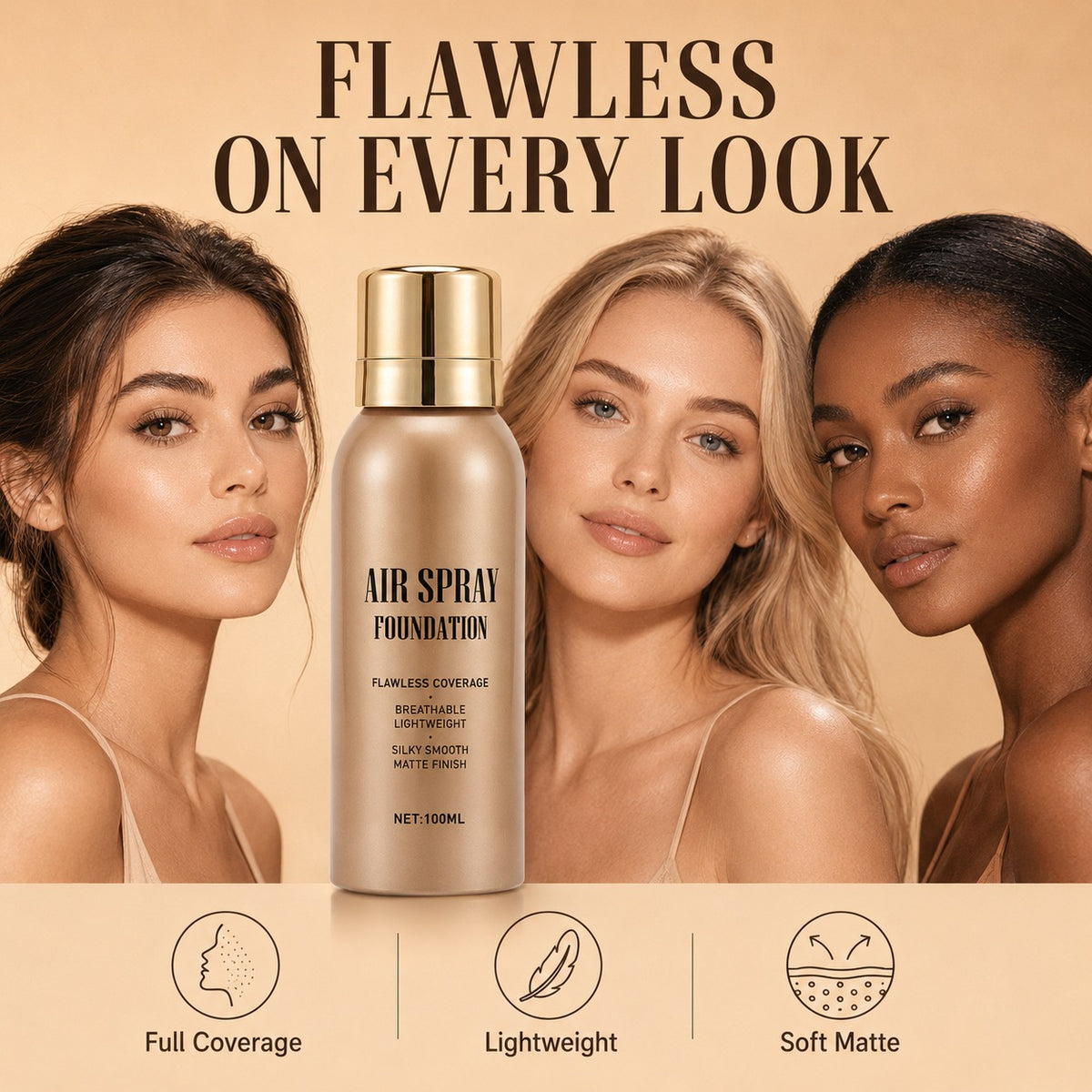 ⏳🔥Last Day-Buy 1 Get 1 Free🔥⏰Air Spray Foundation – flawless full coverage, waterproof & sweatproof. 💋💖