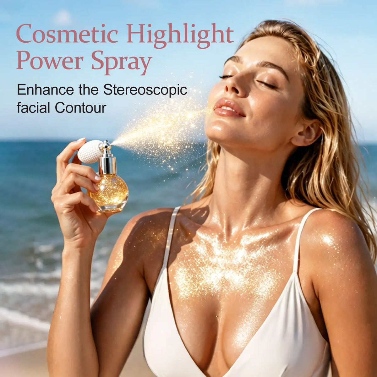 ⏳🔥Last Day-Buy 1 Get 1 Free🔥⏰Glitter Powder Spray, Loose Shimmer Powder, Highlighter Spray Makeup for Face Body Hair, Lasting Glitter Hairspray, Cosmetic Sparkling Body Makeup