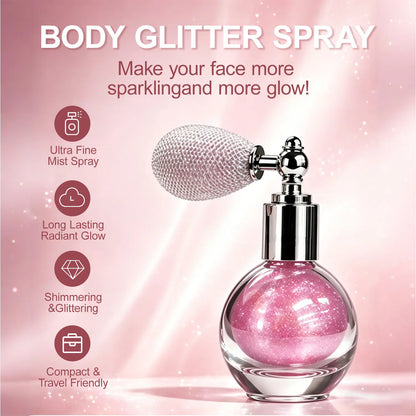 ⏳🔥Last Day-Buy 1 Get 1 Free🔥⏰Glitter Powder Spray, Loose Shimmer Powder, Highlighter Spray Makeup for Face Body Hair, Lasting Glitter Hairspray, Cosmetic Sparkling Body Makeup