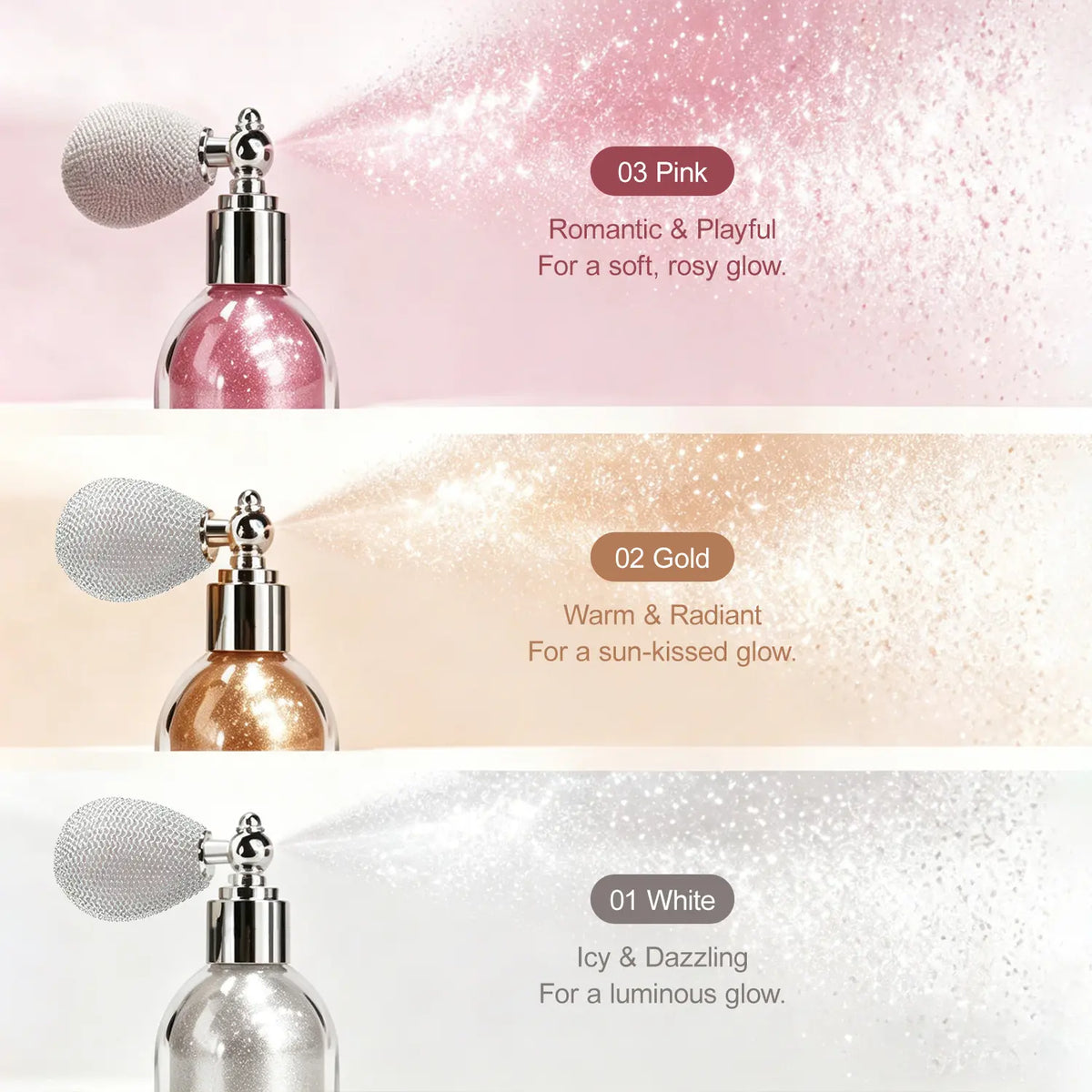 ⏳🔥Last Day-Buy 1 Get 1 Free🔥⏰Glitter Powder Spray, Loose Shimmer Powder, Highlighter Spray Makeup for Face Body Hair, Lasting Glitter Hairspray, Cosmetic Sparkling Body Makeup