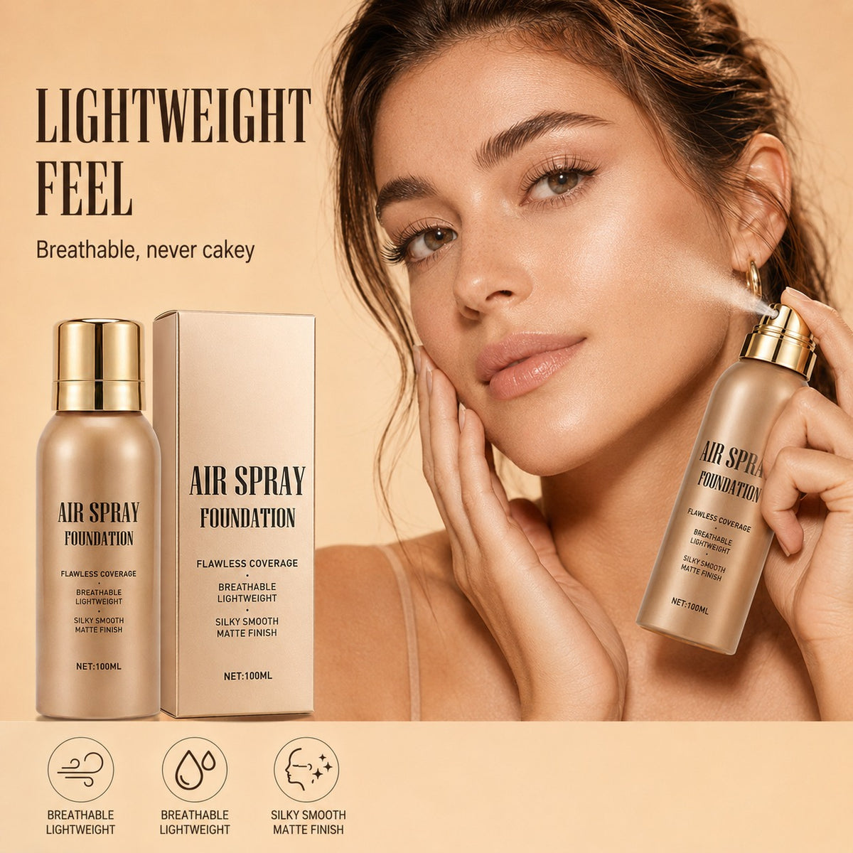⏳🔥Last Day-Buy 1 Get 1 Free🔥⏰Air Spray Foundation – flawless full coverage, waterproof & sweatproof. 💋💖