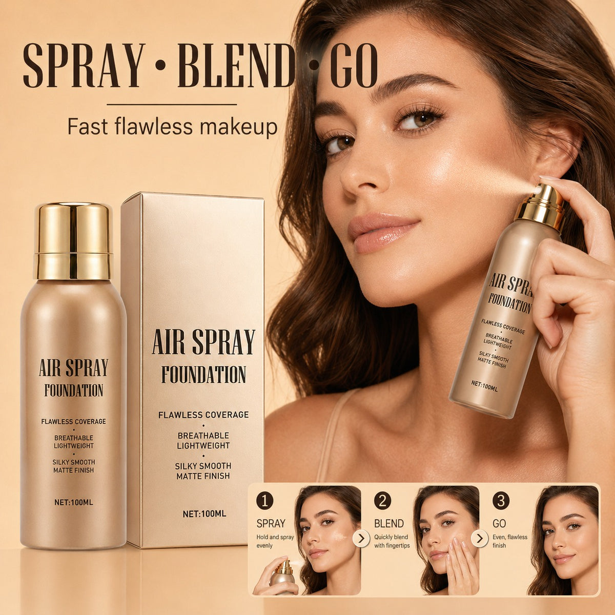 ⏳🔥Last Day-Buy 1 Get 1 Free🔥⏰Air Spray Foundation – flawless full coverage, waterproof & sweatproof. 💋💖