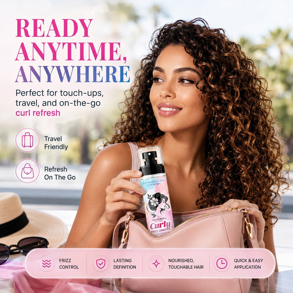 ⏳🔥Last Day🔥⏰Peach-Scented Curly & Setting Spray - Lightweight, Bouncy Hair & Long-Lasting Hold