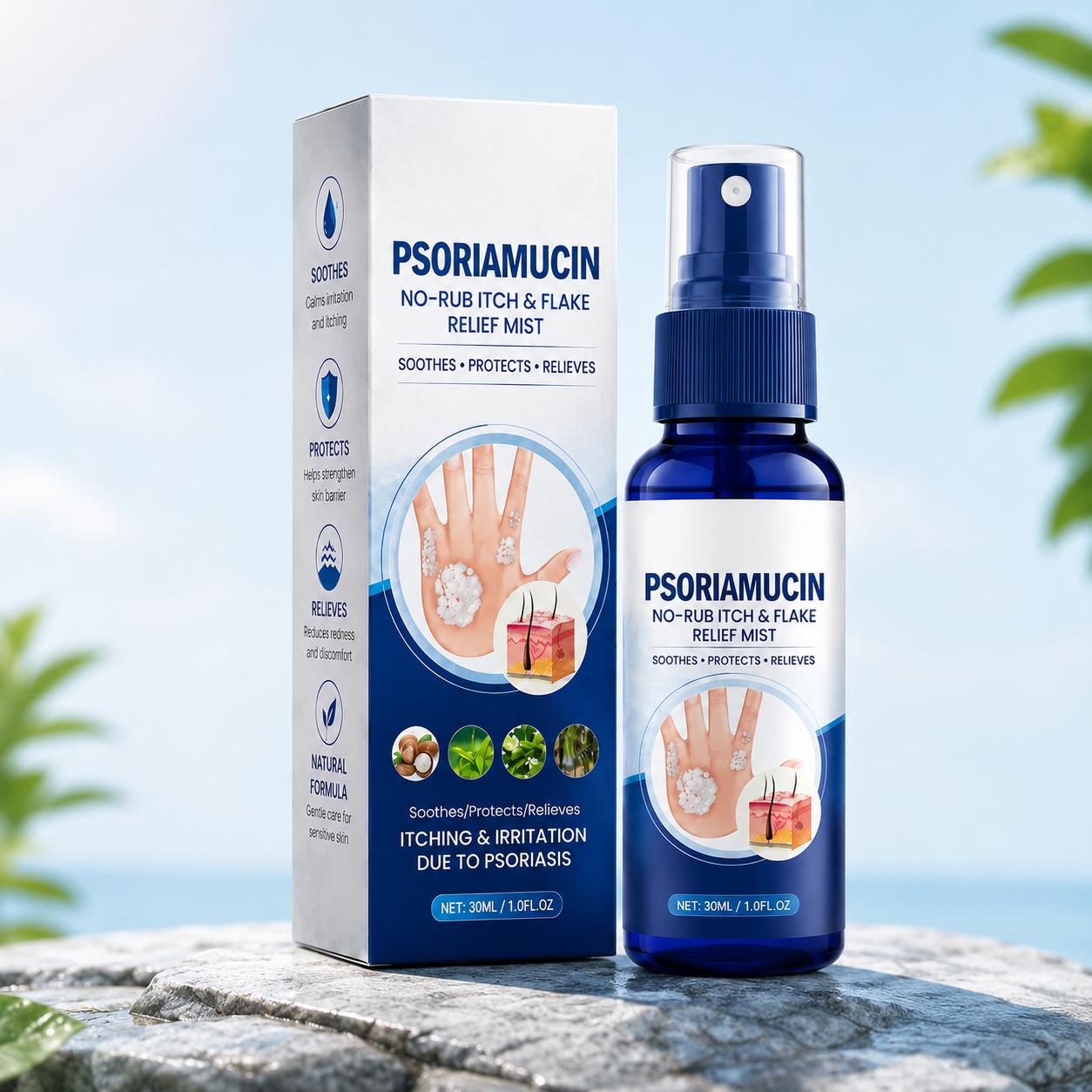 Buy 1 Get 1 Free💙PsoriaMucin No-Rub Itch & Flake Relief Mist