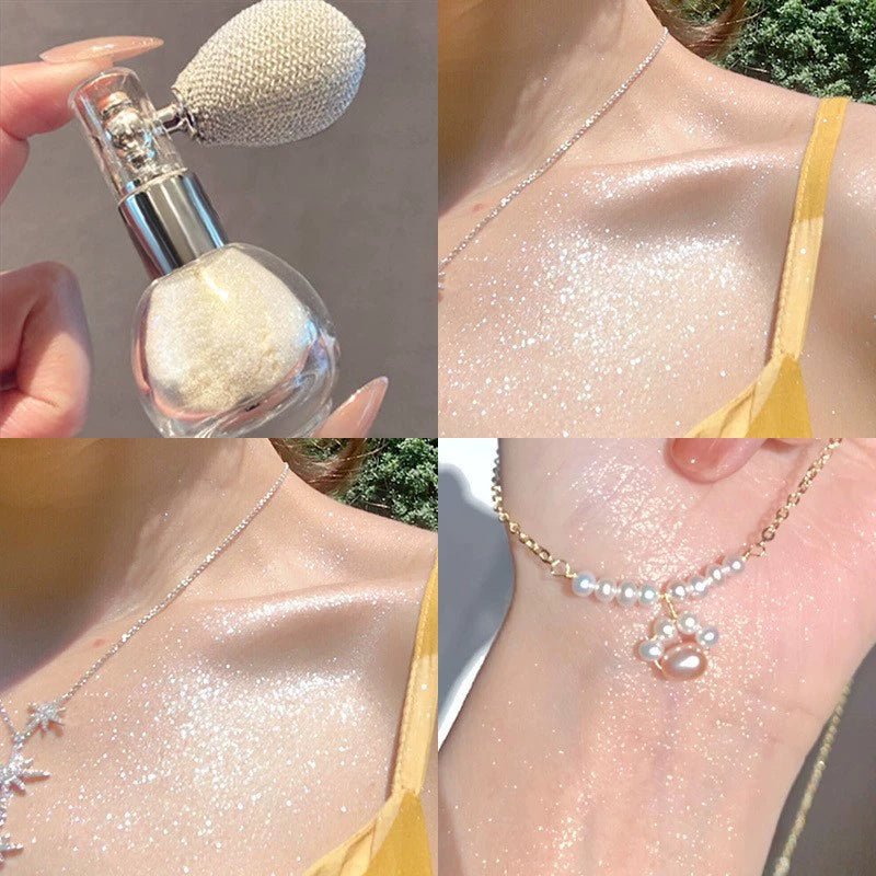⏳🔥Last Day-Buy 1 Get 1 Free🔥⏰Glitter Powder Spray, Loose Shimmer Powder, Highlighter Spray Makeup for Face Body Hair, Lasting Glitter Hairspray, Cosmetic Sparkling Body Makeup