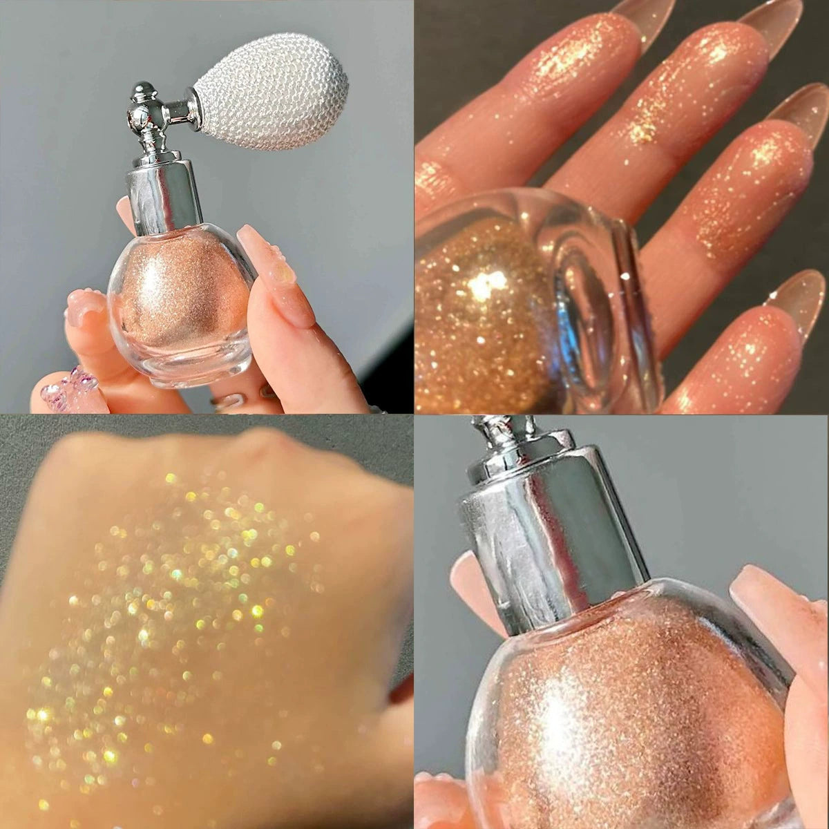 ⏳🔥Last Day-Buy 1 Get 1 Free🔥⏰Glitter Powder Spray, Loose Shimmer Powder, Highlighter Spray Makeup for Face Body Hair, Lasting Glitter Hairspray, Cosmetic Sparkling Body Makeup